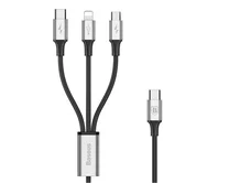 Кабель 3в1 Baseus Rapid Series USB-C to micro+Lightning+Type-C PD черный