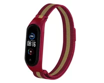 Ремешок Xiaomi Mi Band 5 стальной double color красно-золотой