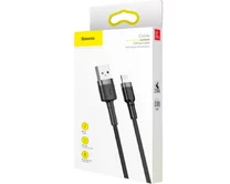 Кабель Baseus Cafule Cable Lightning-USB 2.4A  серый-черный, 1м