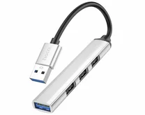 USB HUB Hoco HB26 4-in-1 (USB to USB3.0+USB2.0*3) серебро