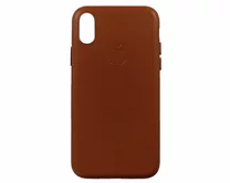 Чехол iPhone X/XS Leather hi-copy (коричневый)