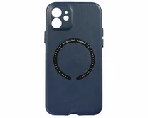 Чехол iPhone 12 Leather Magnetic (темно-синий)