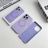 Чехол iPhone 13 Pro Leather Candy MagSafe (темная вишня)