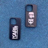 Чехол iPhone 12/12 Pro Lagerfeld надпись (черный)