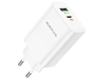 СЗУ-1USB + 1USB-C Borofone BN10, PD65W GaN, белый