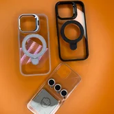 Чехол iPhone 16 Pro Max Njoyny Ring Stand Clear (белый)