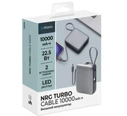 Внешний АКБ 10000 mAh NRG Turbo Cable Deppa, 22.5W, графит